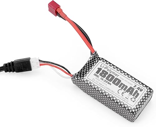 Miniatura 2 de HAIBOXING Batería Li-Po para autos RC sin escobillas, repuestos a escala 112 114, 7.4 V, 1800 mAh, baterías mejoradas para camiones RC aplicables a
