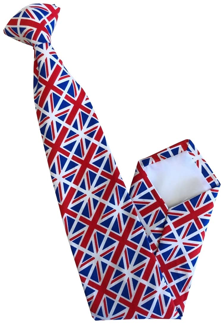 Men's 100% Cotton Union Jack Flag Clip On Tie