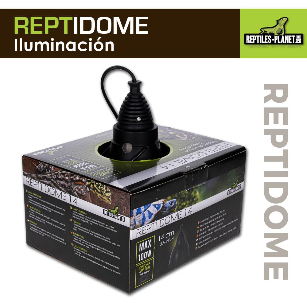 Reptiles Planet - Reptidome 14 - Soporte de Bombilla para Colgar o Colocar en el terrario, diámetro 14 cm, Altura 18,2 cm