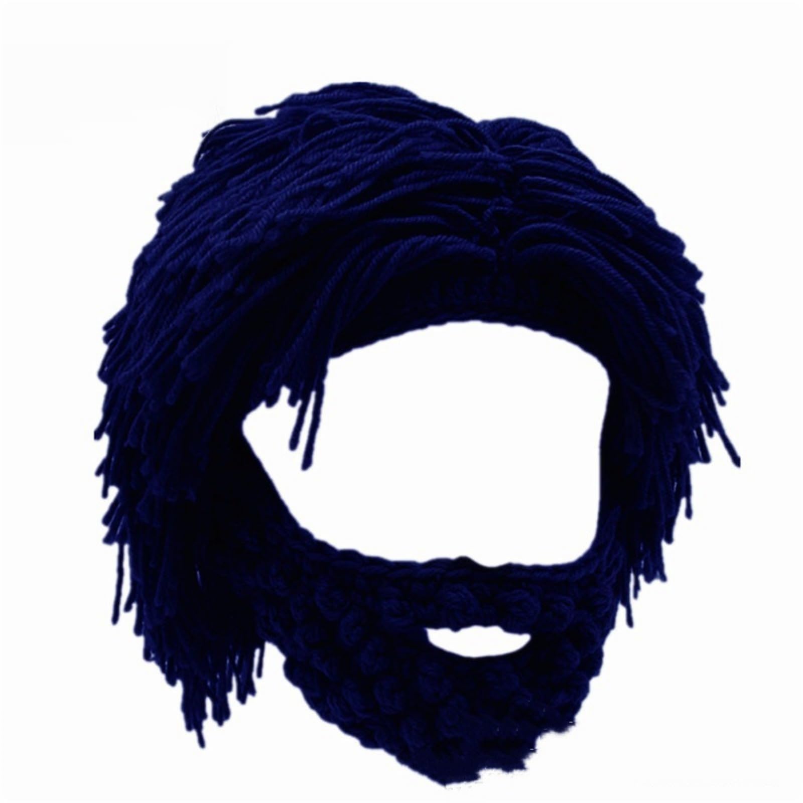 Auscfex Funny Beard Beanie Hat for Men & Women โ Knitted Wig Hat with Fake Beard, Warm Novelty Winter Hat for Party, Festival, Costume Cosplay (Blue, One Size)