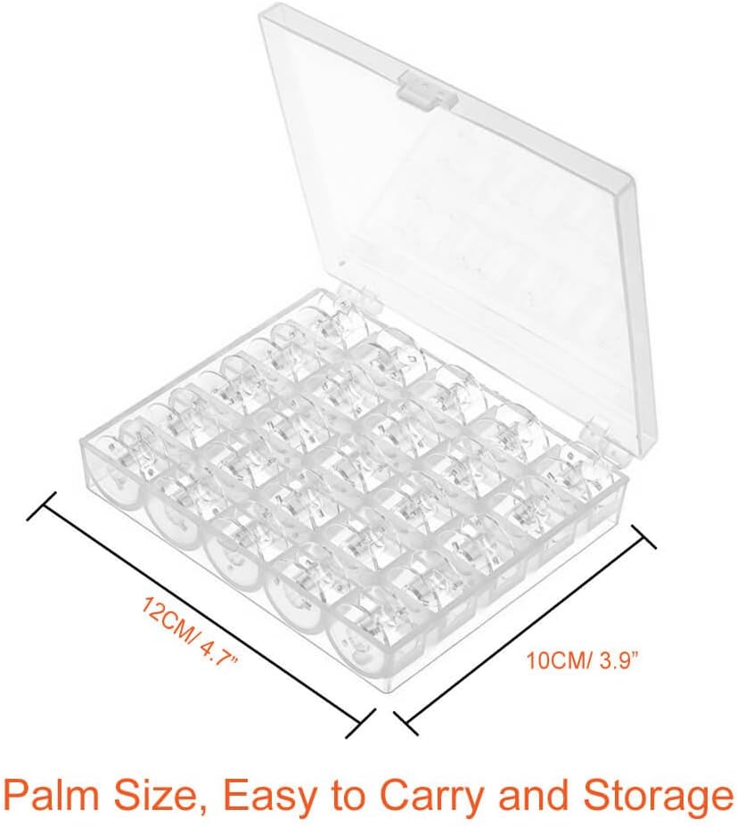 25 Pcs Plastic Sewing Machine Bobbins with Case and Measuring Tape for Brother Singer Babylock Janome