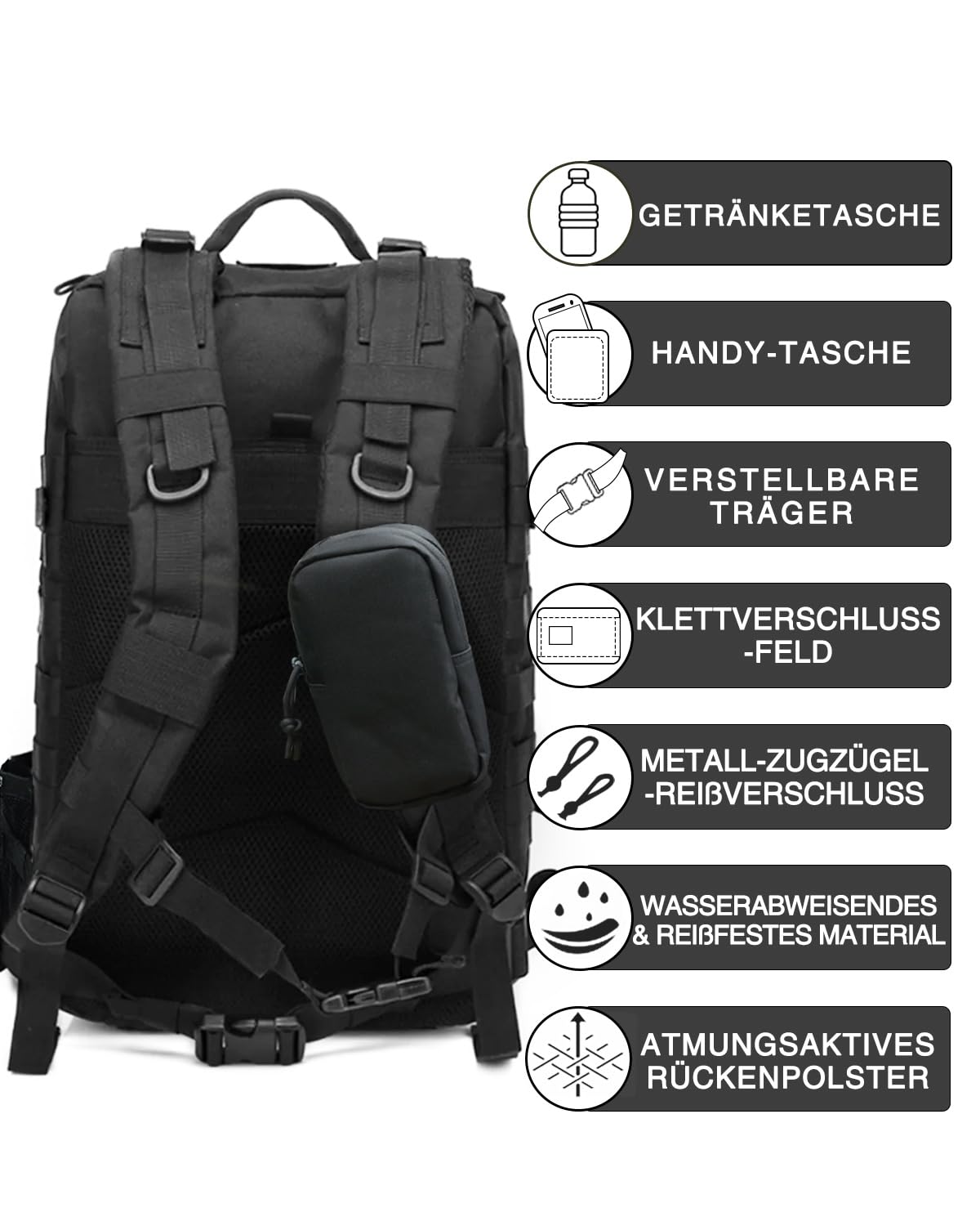 Military Tactical Backpack,Sturdy Work & Molle Laptop Army Pack for Hiking Camping Travel Fishing Gym