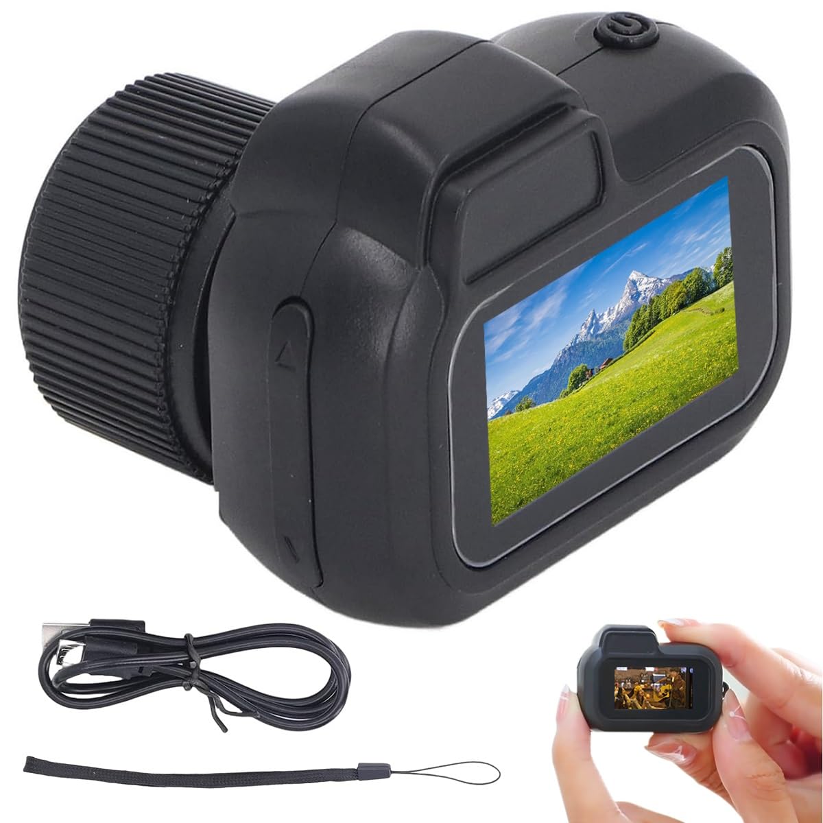 POTAI Tiny Nostalgic Camera, Mini Retro Camera, World's Smallest 1080p HD Camerd with Eight Filters for Indoor Outdoor, Keychain Photo/Video Camera, Retro Portable Mini Camera for Students, Kids