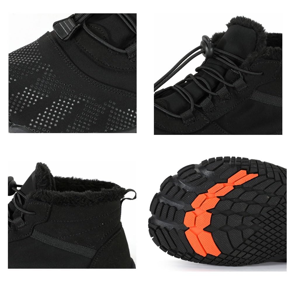 Unisex Barfußschuhe Damen Herren Traillaufschuhe, Weich Leicht Fitnessschuhe mit rutschfest Sohle & Breiter Zehenbox, wasserdichte Wanderschuhe