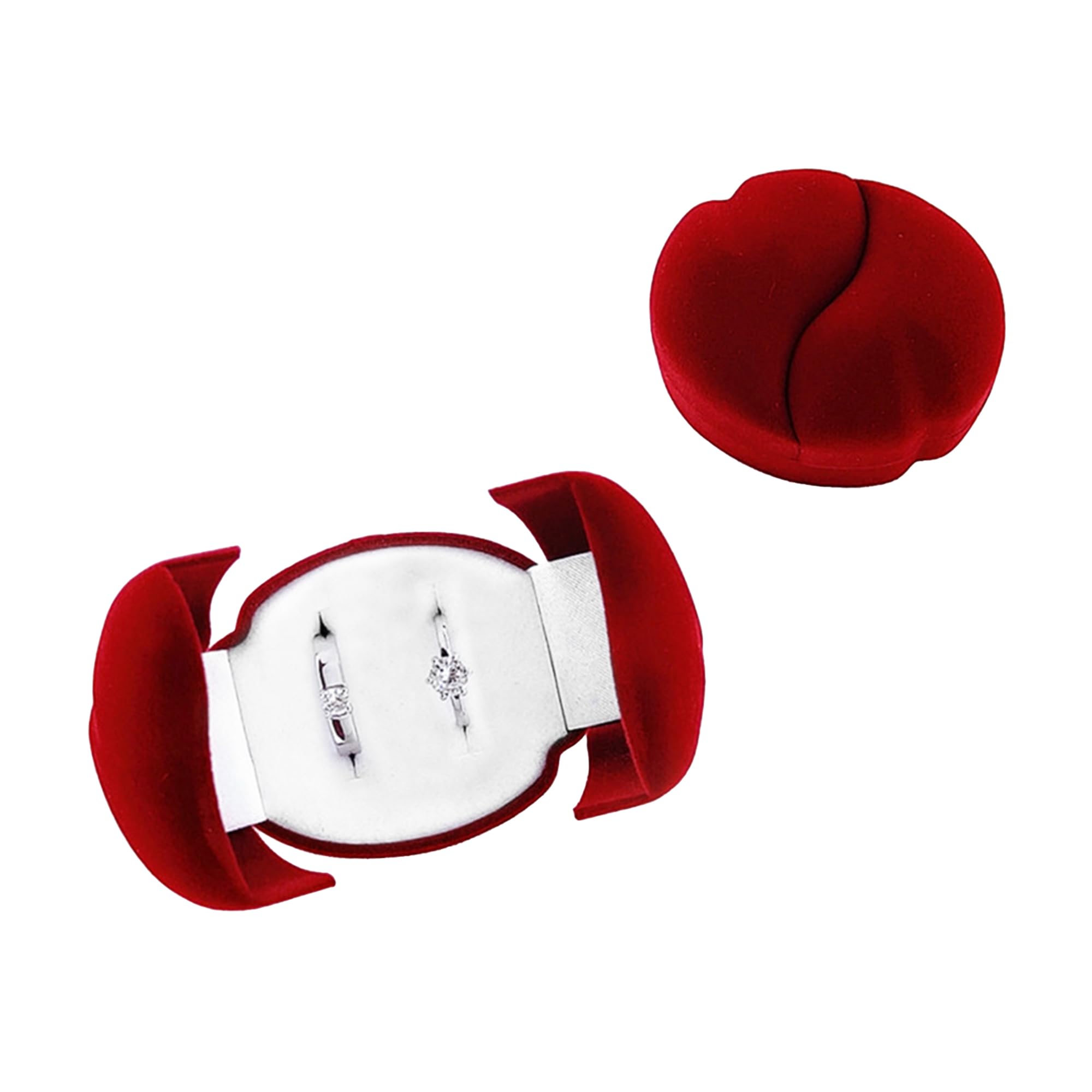 Double Heart Shaped Ring Gift Box 2 Slots Small Velvet Jewelry Boxes for Women Exquisite Double Openings Ring
