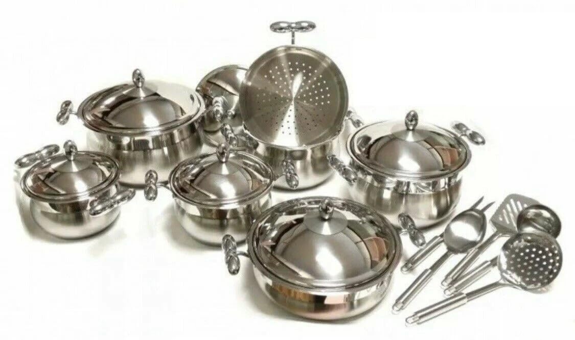 Batteria Pentole 18 Pz. Bavaria Collection Elegance Acciaio Inox 18/10 Induzione