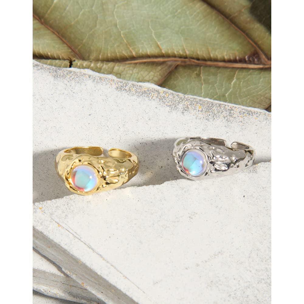 Anello In Argento Sterling 925,S925 Anello In Argento Sterling Con Pietra Di Luna Anelli Regolabili Anello Aperto In Argento Anello Per Il Pollice Anello Eterno Fascino Di Nozze Gioielli Regali Per