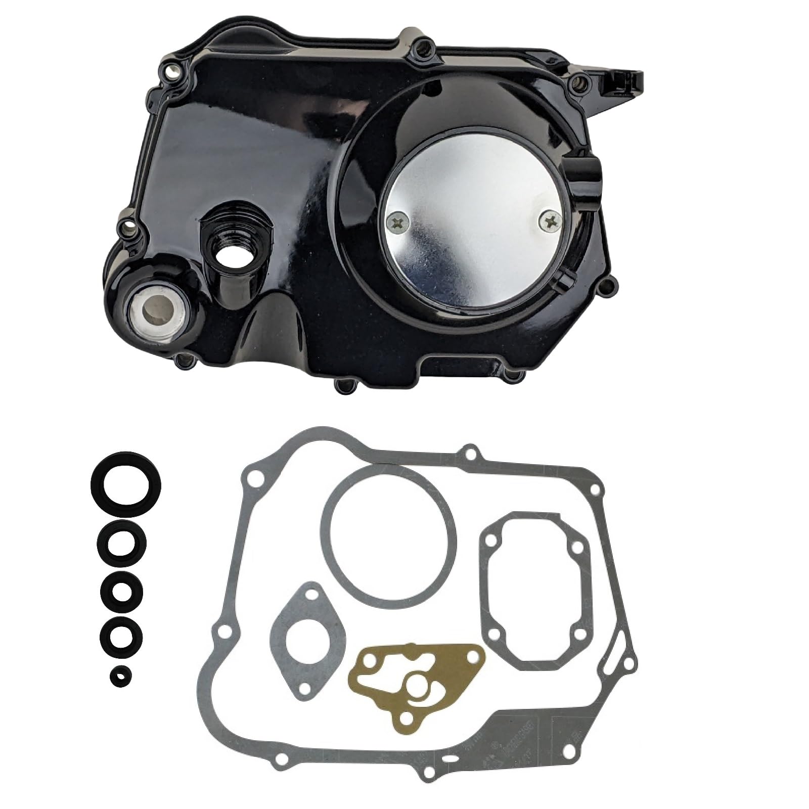 RedCap OEM Complete Right Side Clutch Cover for 152FMH 110cc Honda-Style Kick Start Engine Dirt Pit Bike ATV Scooter Moped Motorcycle (Black)