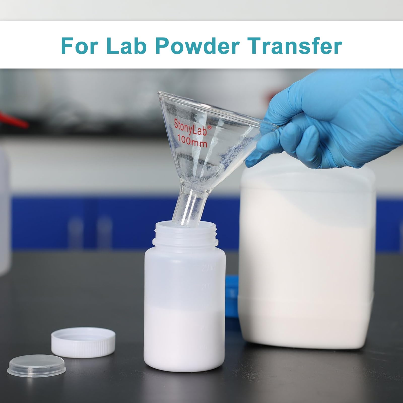 stonylab Imbuto in Vetro per Polvere, Muro Pesante Powder Funnel Vetro Borosilicato Imbuto a Stelo Corto con Diametro Superiore di 75 mm e Lunghezza dello Stelo di 22 mm