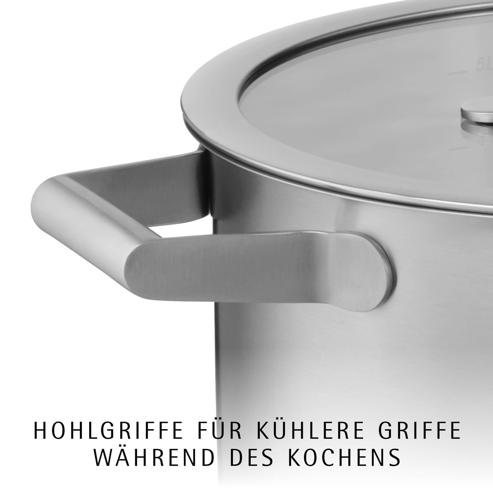WMF Comfort Line Topfset Induktion 5-teilig, Kochtopf Set mit Glasdeckel, Cromargan Edelstahl mattiert, Skalierung, Induktions Töpfe Set stapelbar, unbeschichtet