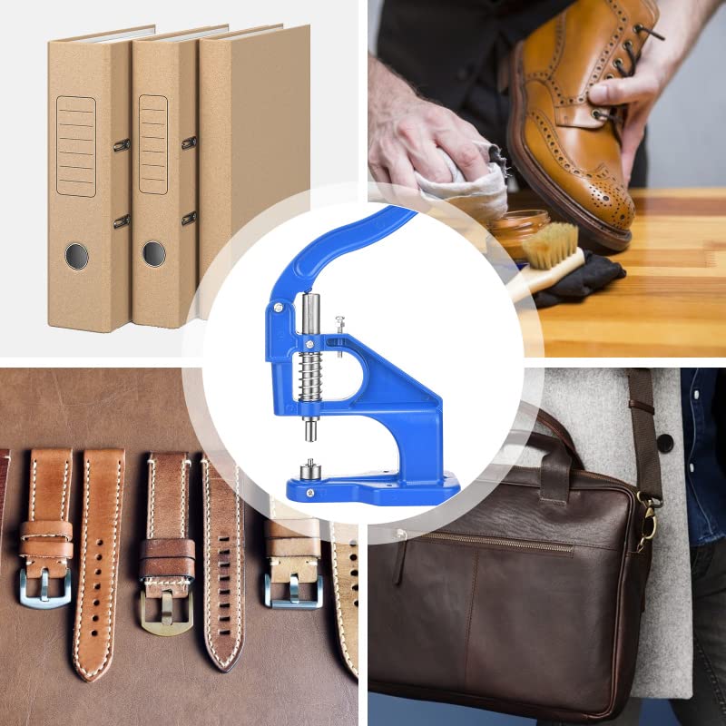 Máquina de prensado manual para ojales o remaches de doble tapa, troqueles, herramienta de molde, botones a presión, suministros artesanales hechos a mano Diy-azul