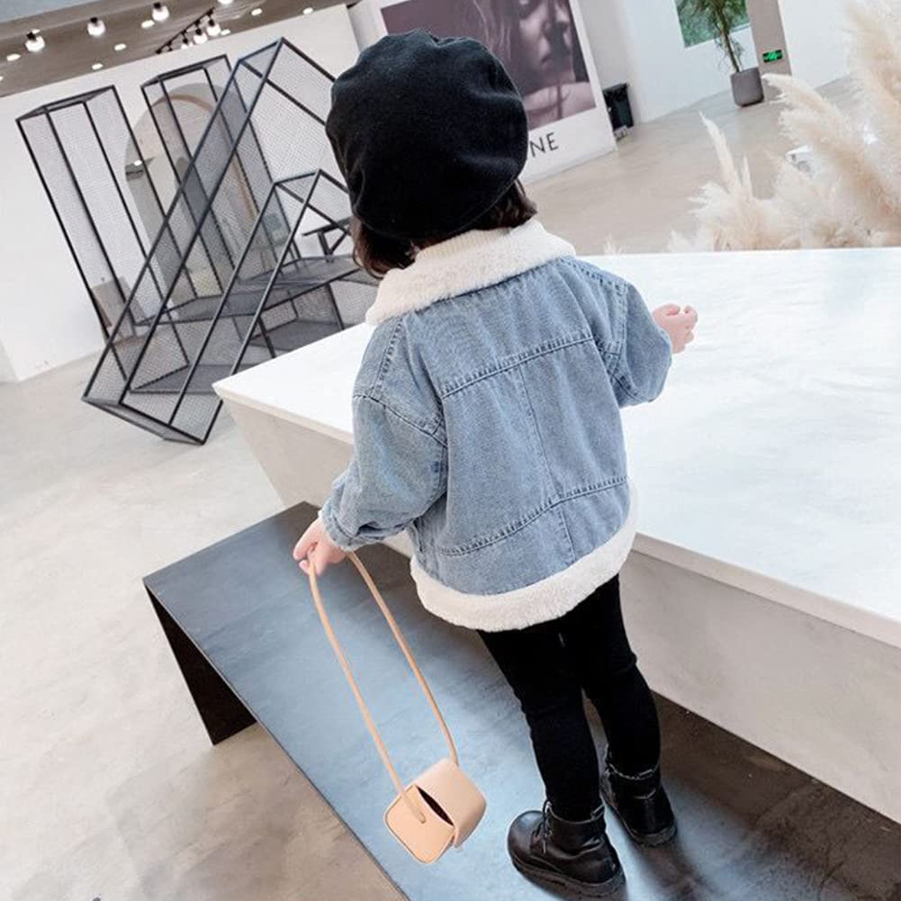 Mädchen Mantel Kinder Jeansjacke Fleece gefüttert Denim Mantel Langarm Jeansjacke Warmer Samtmantel