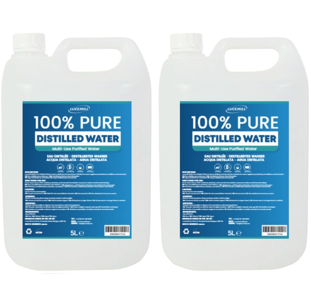 Lucemill Distilled Water | 10 Litre | Distilled Water for CPAP Machines, Irons, Cleaning Machines and More | Made in the UK