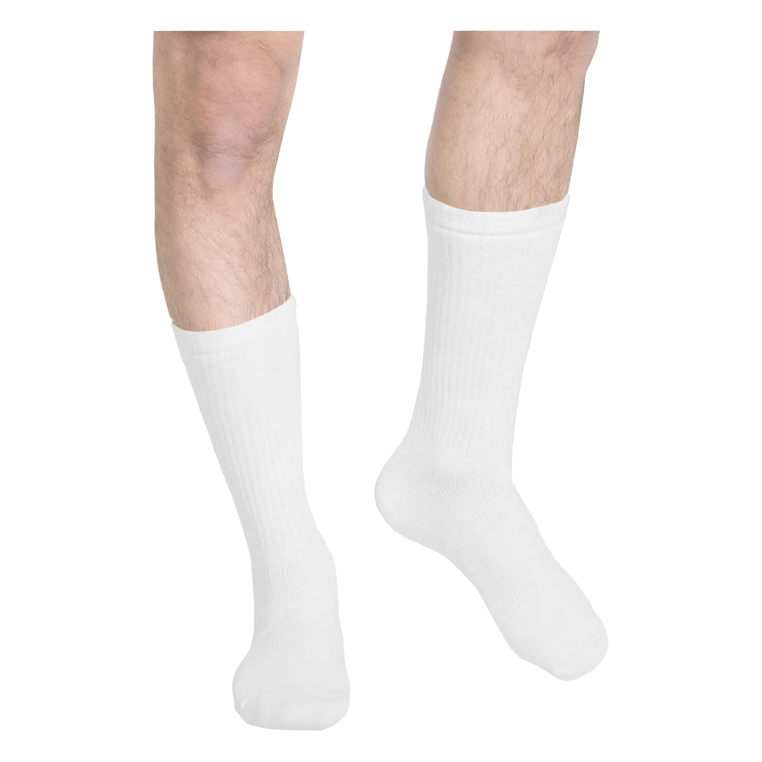 Champion Calcetines de compresión para hombre, 15-20 mmHg, ajuste atlético, longitud media pantorrilla, calcetines deportivos, color blanco, XL