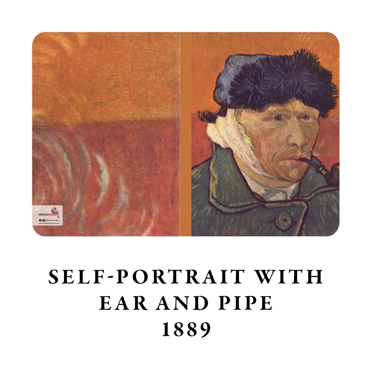 Retronote Set di 4 quaderni Van Gogh serie II - A5, senza righe, totale 256 pagine, 64 pagine, rilegatura a filo, copertina flessibile, bordo ovale, texture tela, 60 grammi, giallo crema