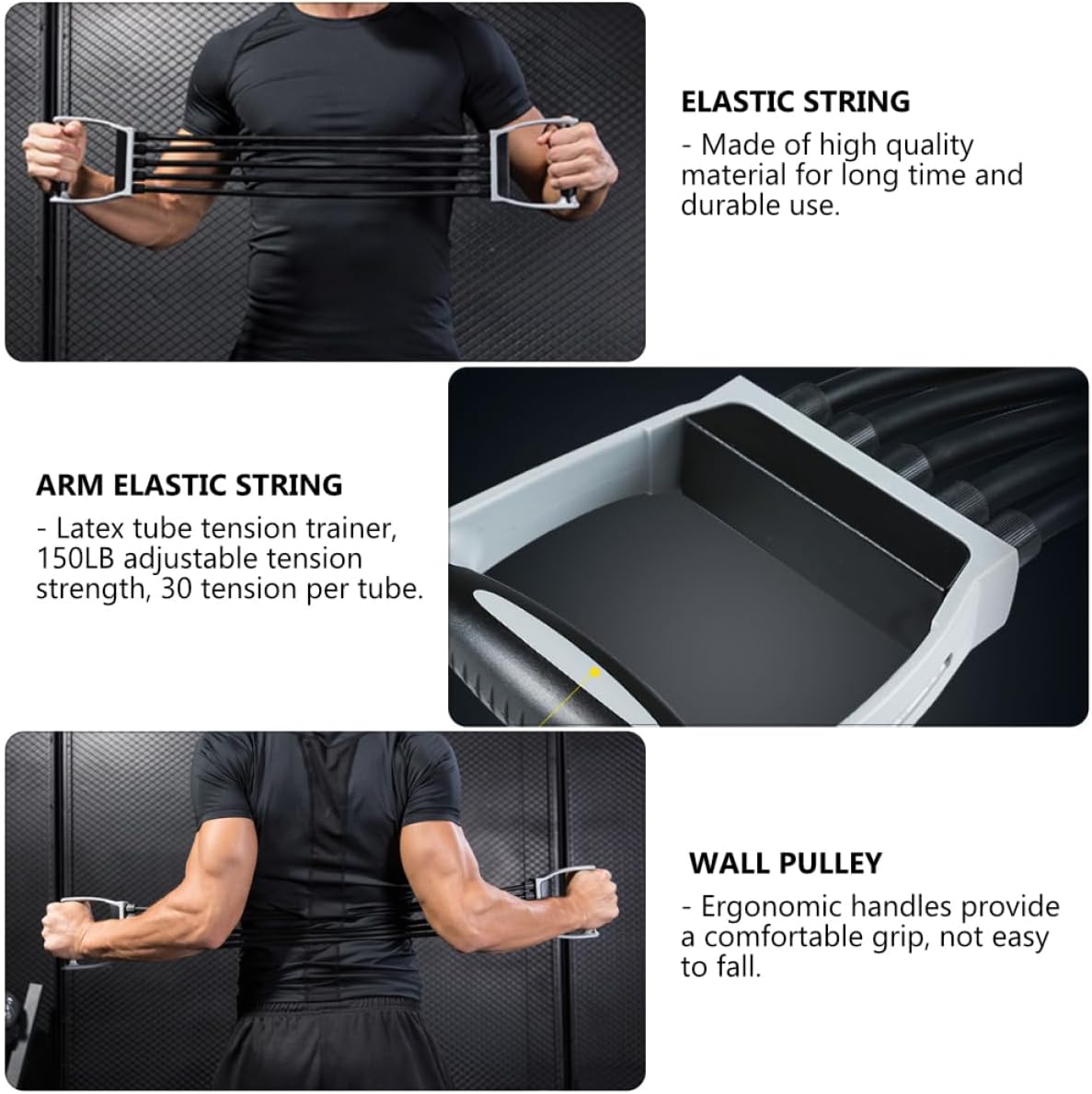 POPETPOP Adjustable Spring Chest Expander Elastic Fitness Equipment for Upper Body Strength Training Durable Wall Pulley for Home Workout for Chest Arms and Back Development
