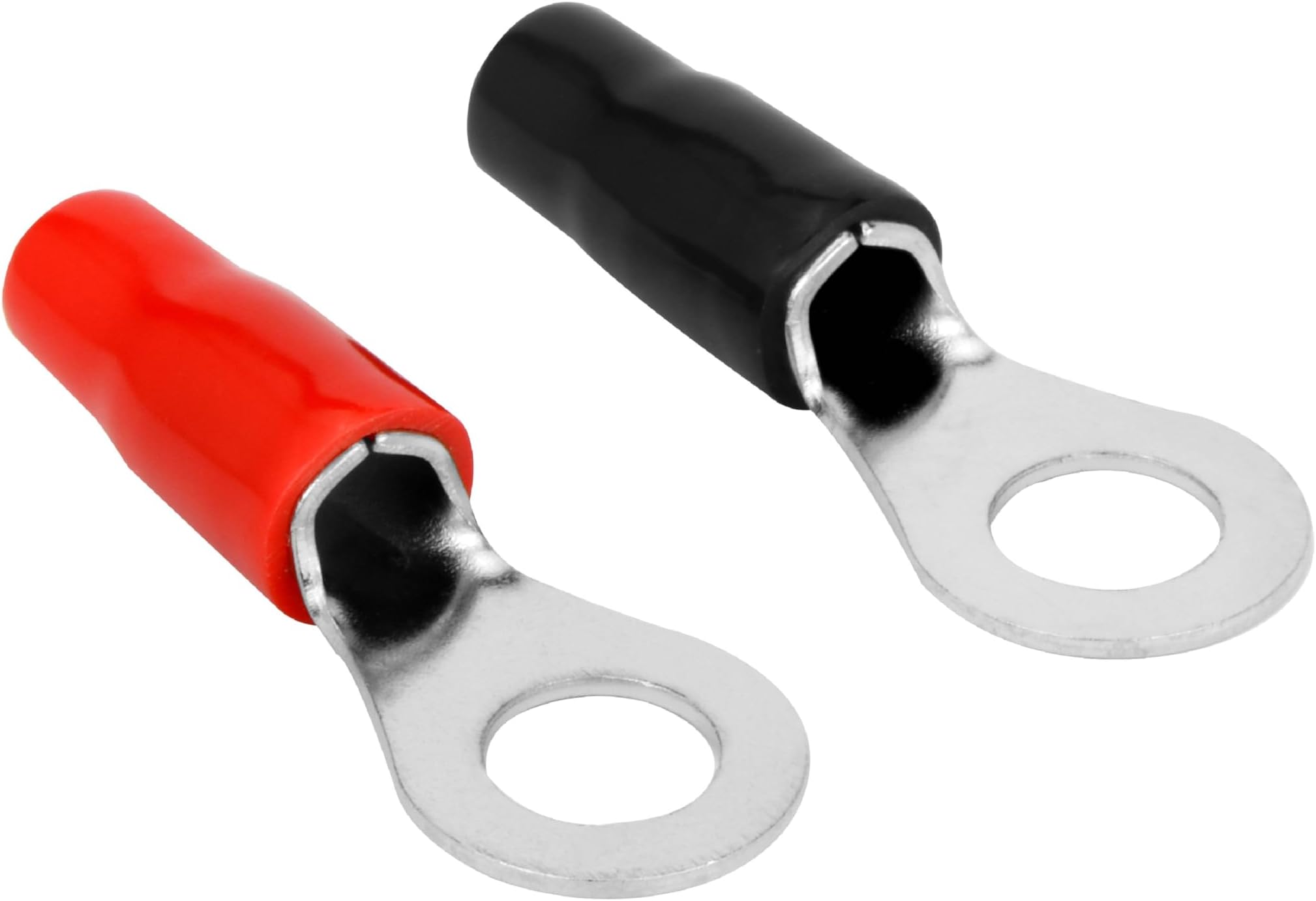 Conext Link RTB88-20 Copper Ring Terminals Insulated Wire Crimp Connectors for Car Audio with Red Black Boot 5/16" 8mm Stud hole 20 Pack (8 Gauge) （16523）