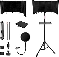 Vista 8 de Escudo aislante para micrófono – Panel insonorizado plegable y ajustable para grabación, podcast, cabina vocal, estudio y uso doméstico