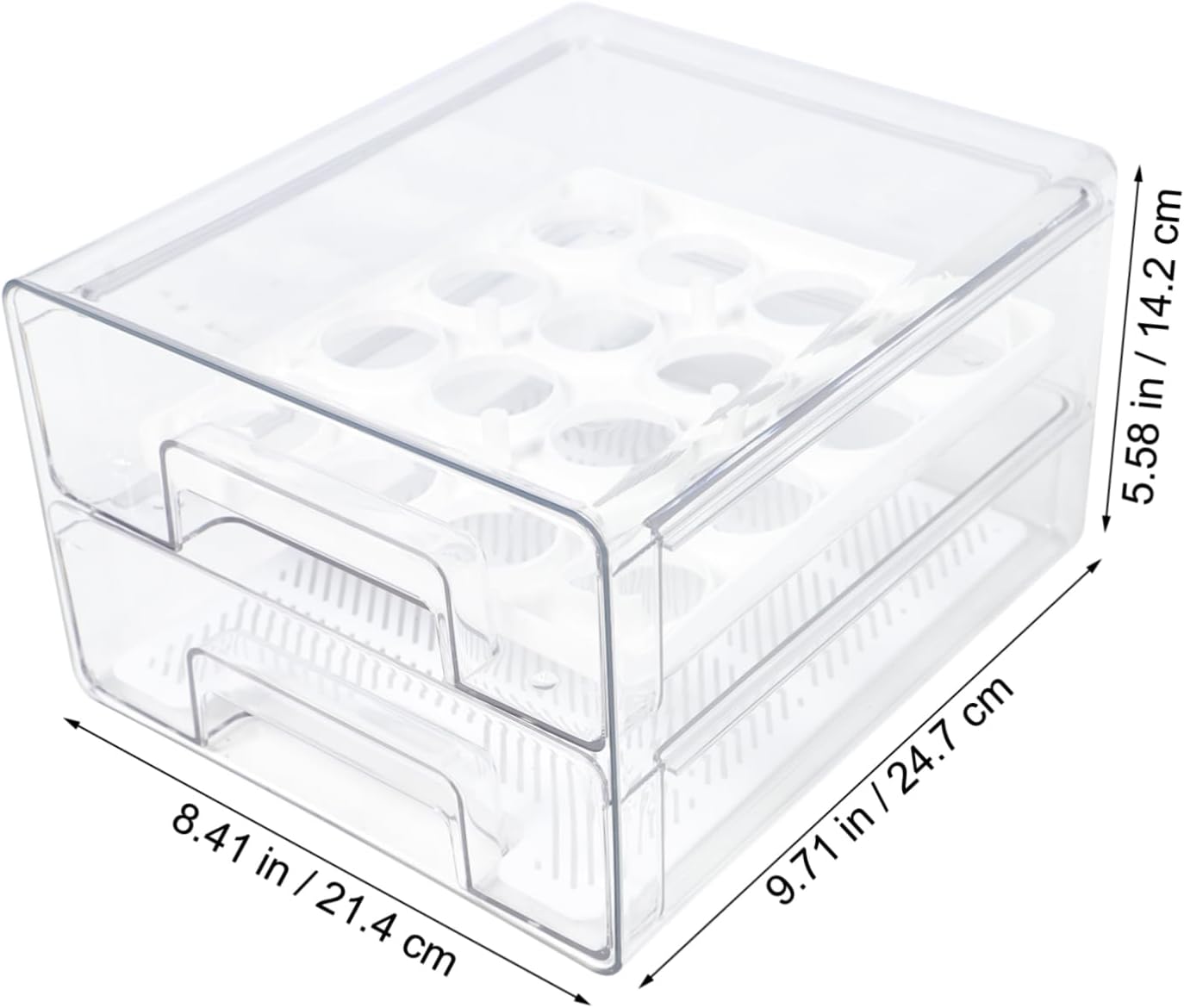 Egg Holder for Refrigerator Food Storage Lid Organizer Kitchen Storage Bins Double Egg Tray Holder Box