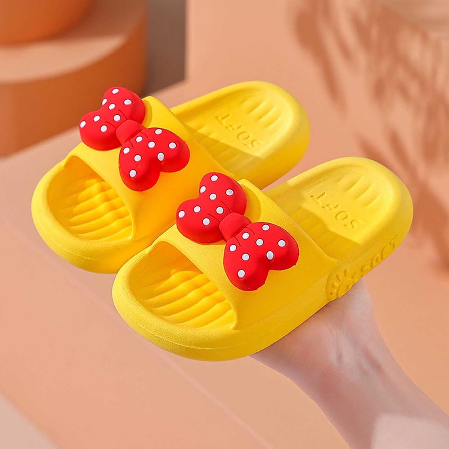Toddler Girls Boys Slippers Kids Slides Cute Bow Quick Drying Beach Slides Summer Indoor Outdoor Pool Shower Slippers