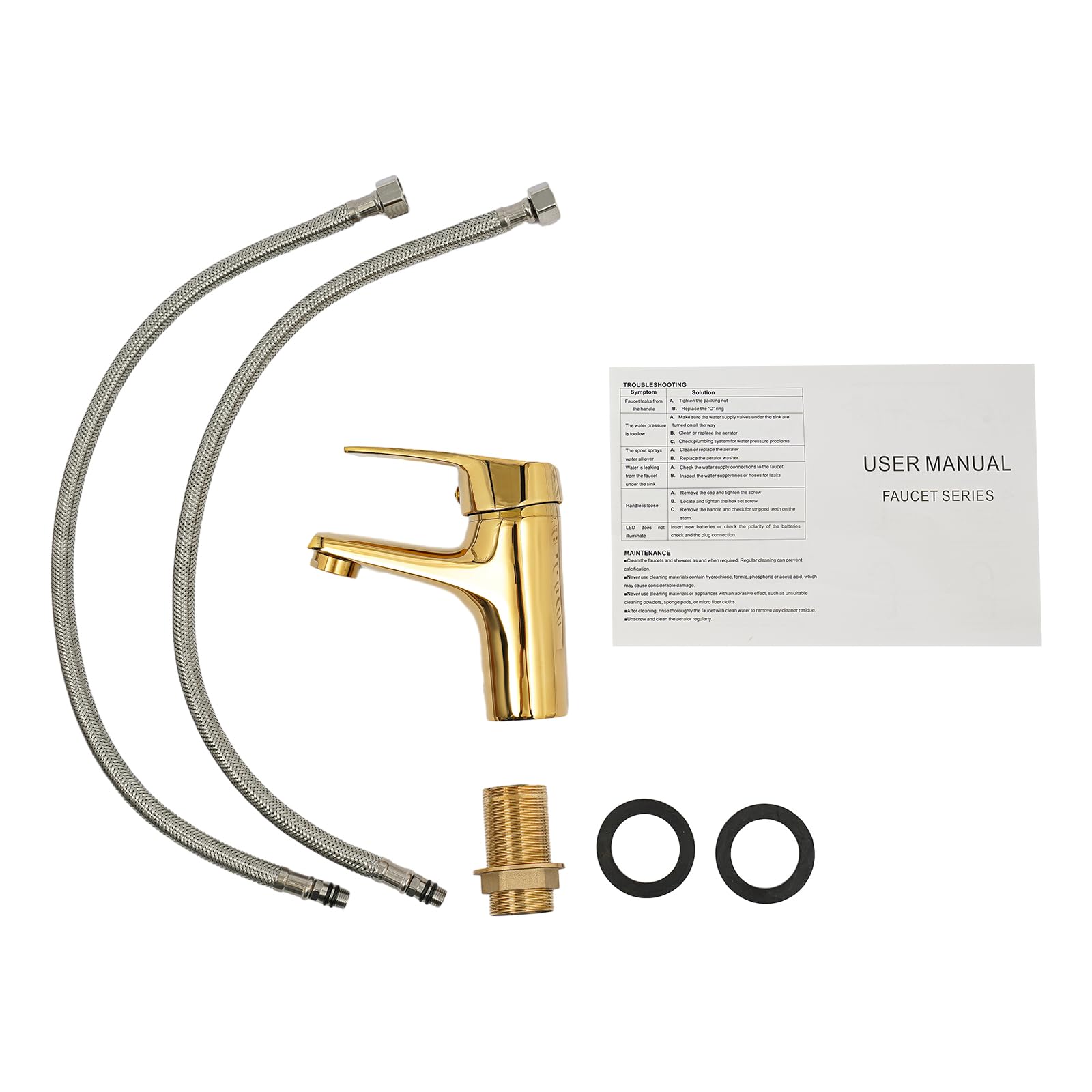 Grifo de lavabo de latón con orificio dorado