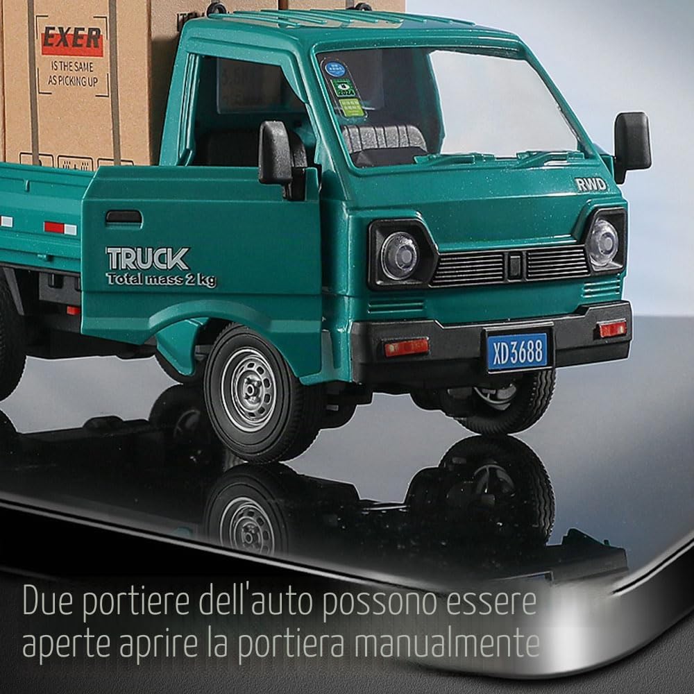 Auto telecomandata, 1/16 2,4 GHz RC Truck Camion telecomandato con vano posteriore, trasporto merci, auto RC per bambini e adulti