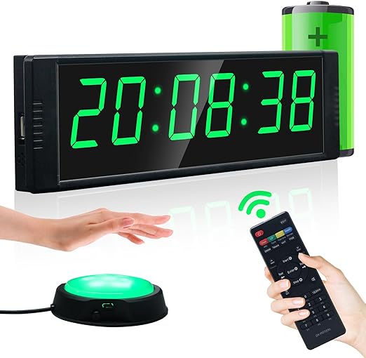 YZ Gym Timer Clock for Home Gym, Fitness Timer with Start/Stop Button, Interval Timer for Workout, Stopwatch/Countdown Timer with Remote, 12/24H Digital Wall Clock, Portable Home Gym Accessories