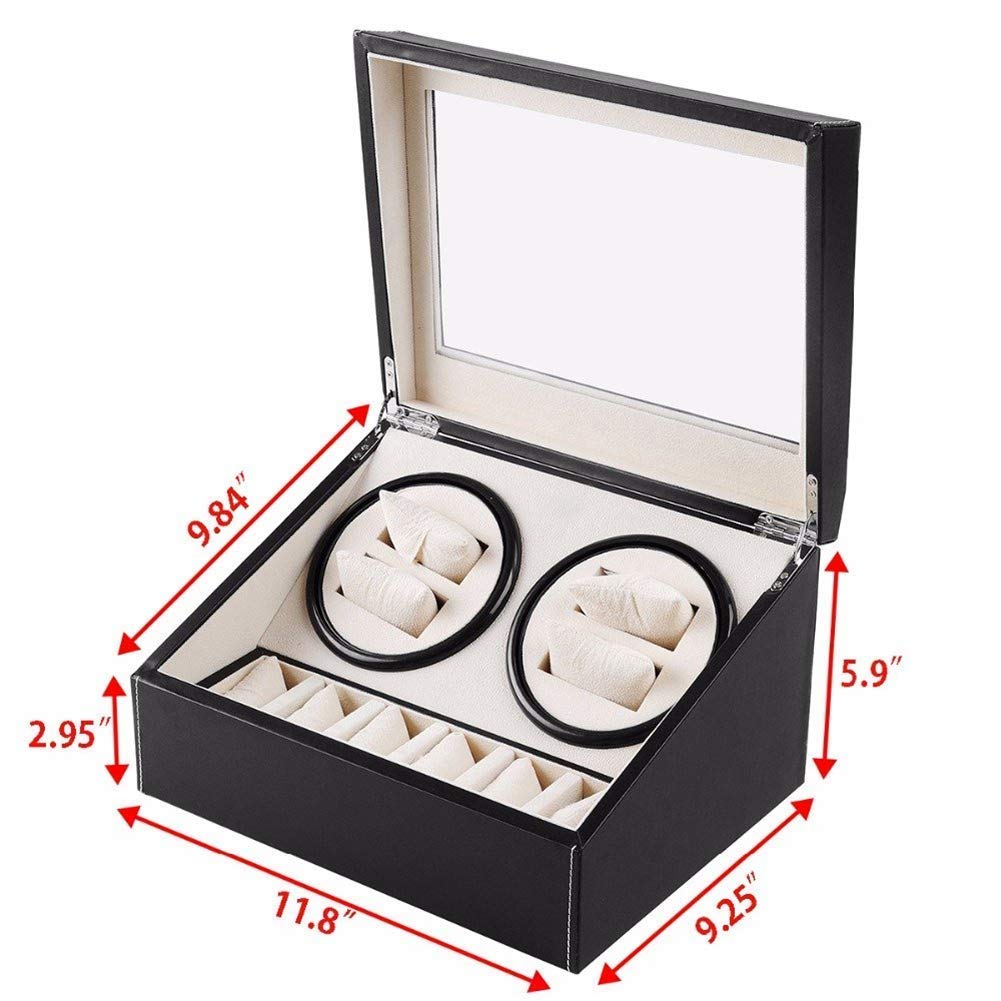 4+6 Casella di Automatico di Orologio Nero, Scatola di archiviazione di visualizzazione silenziosa batteria1