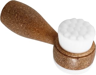 ULTECHNOVO Facial Cleansing Brush Coconut Fiber Material for Gentle Dual Sided Use Soft Exfoliating Face Scrubber Brush for Travel and Home Use