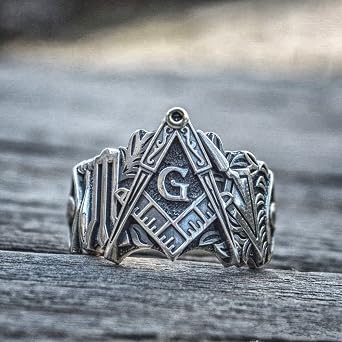 SUKKCCNO Vintage 925 Sterling Silver Masonic Rings for Men Retro Freemason Symbol Knights Templar Freemasonry Emblem Rings