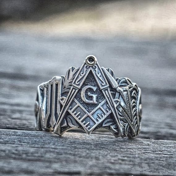 SUKKCCNO Vintage 925 Sterling Silver Masonic Rings for Men Retro Freemason Symbol Knights Templar Freemasonry Emblem Rings