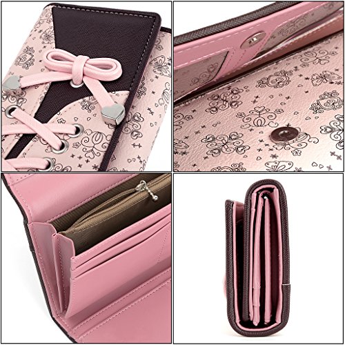 Uto-Wallet-For-Women Large Capacity Pu Leather Pink Card Holder Phone Case Zipper Pocket Purse Clutch 204 (Pink) #TOP3