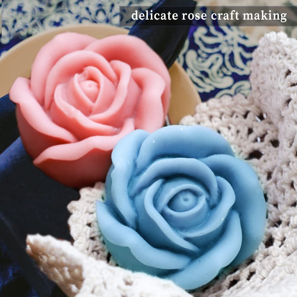2 moldes para velas de flores, moldes de rosas grandes en 3D, moldes de jabón hechos a mano para fondant, jabón hecho a mano, barra de creación, cera, crayón, pastel, helado, arcilla, decoración