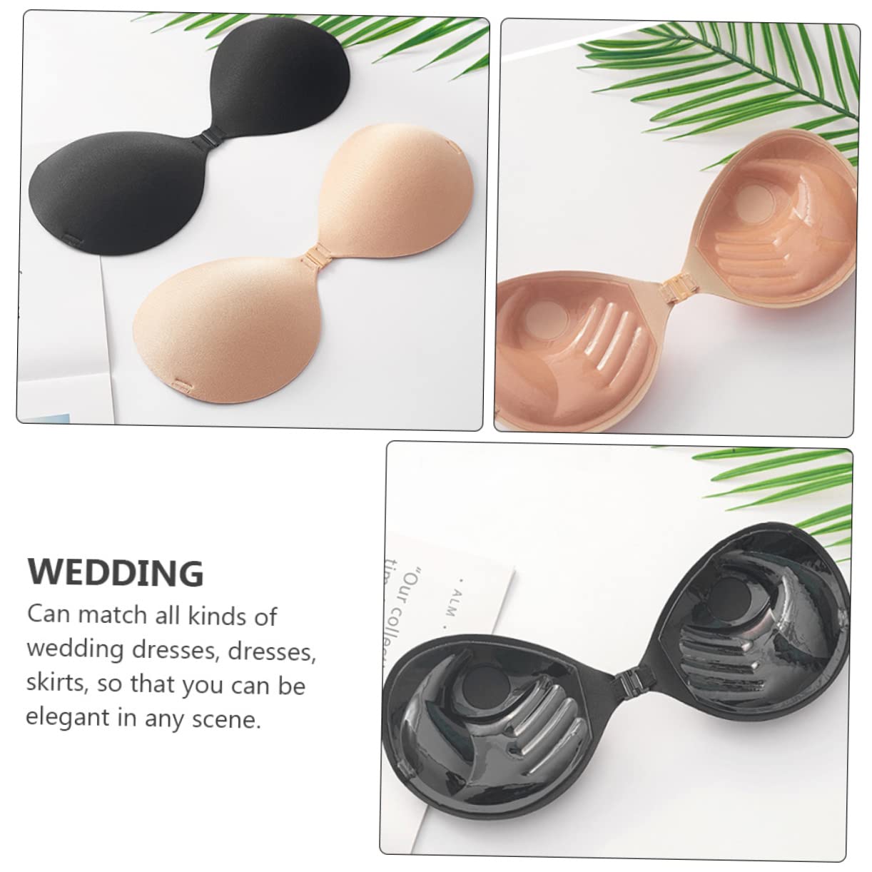 Pegatinas De Sujetador Adhesivo Sin Tirantes Vestido De Novia para Vestidos De Novia Negros para Sujetador Bandeau Invisible Gel De Sílice