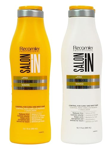 RECAMIER Professional Salon In Champú y acondicionador hidratante anti encrespamiento para cabello rizado con queratina dañada cerraduras