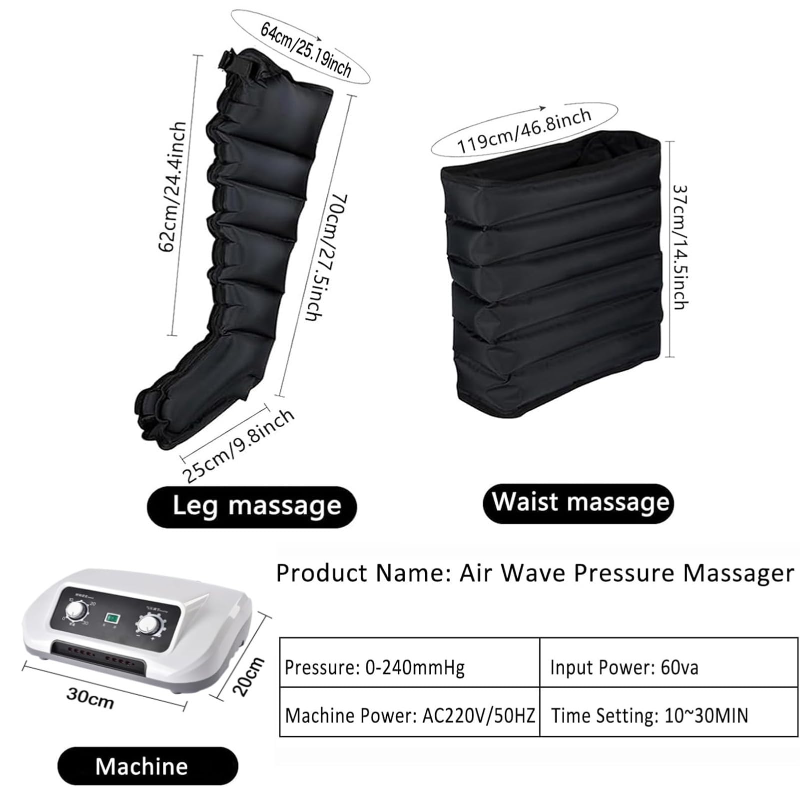 Pressoterapia per Casa Linfodrenaggio con 6 Airbag, Massaggiatore Elettrico a Compressione d'Aria Gambe e Addome e Braccio Piedi, Pressoterapia Linfodrenaggio Total Body Macchina