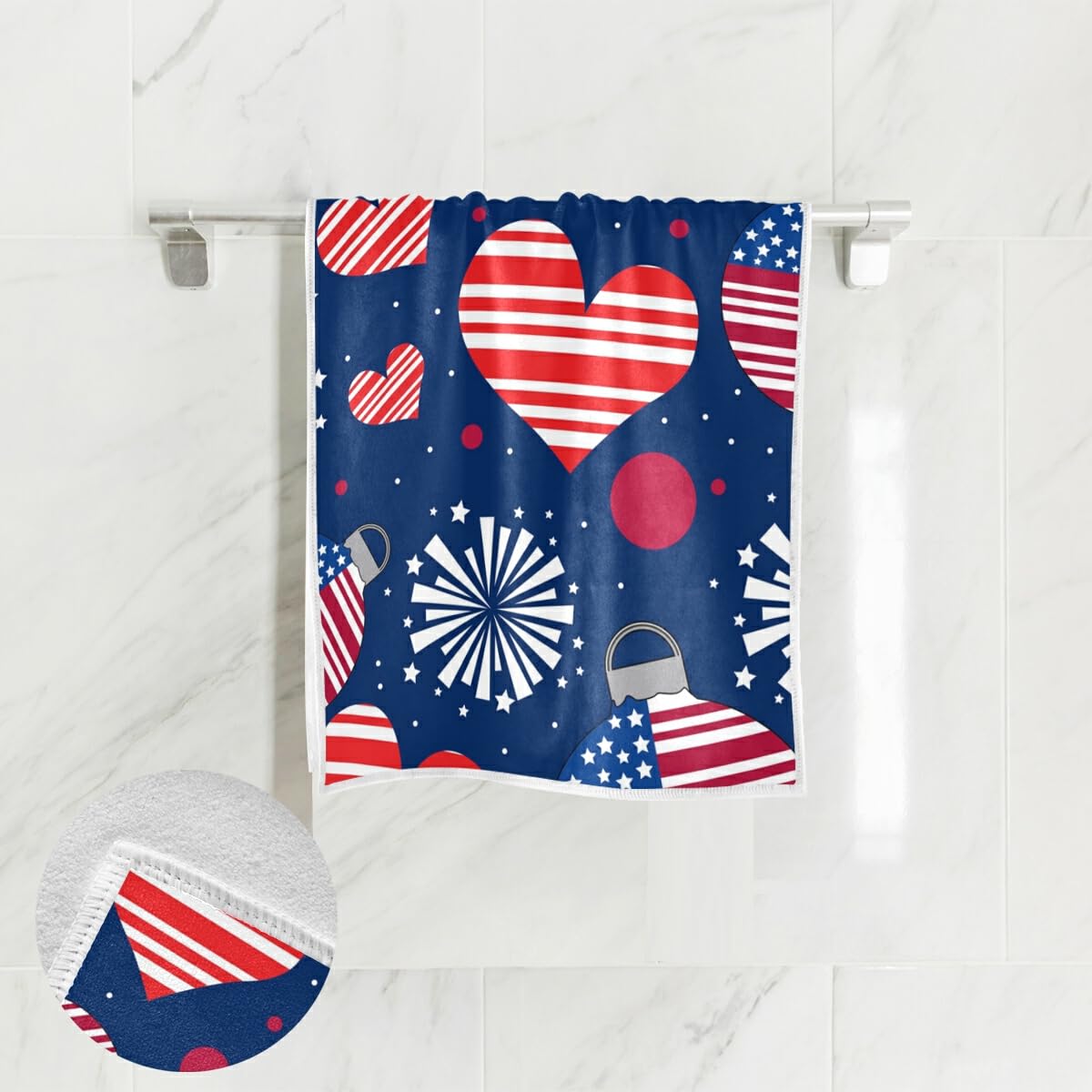 4Th of July American Independence Day Firework Stars Hand Towels Bathroom Towel Soft Absorbent Small Bath Towel Kitchen Dish Guest Towel
