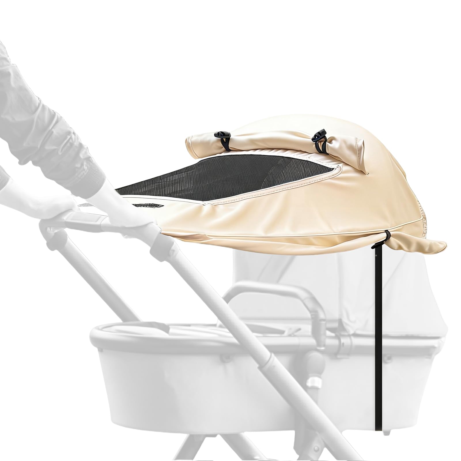 WD&CD Parasole per Passeggino, Telo Parasole per Carrozzina e Passeggino Ombrellini Parasole Universale Regolabile UV Protezione Solare Parasole Passeggino - Beige