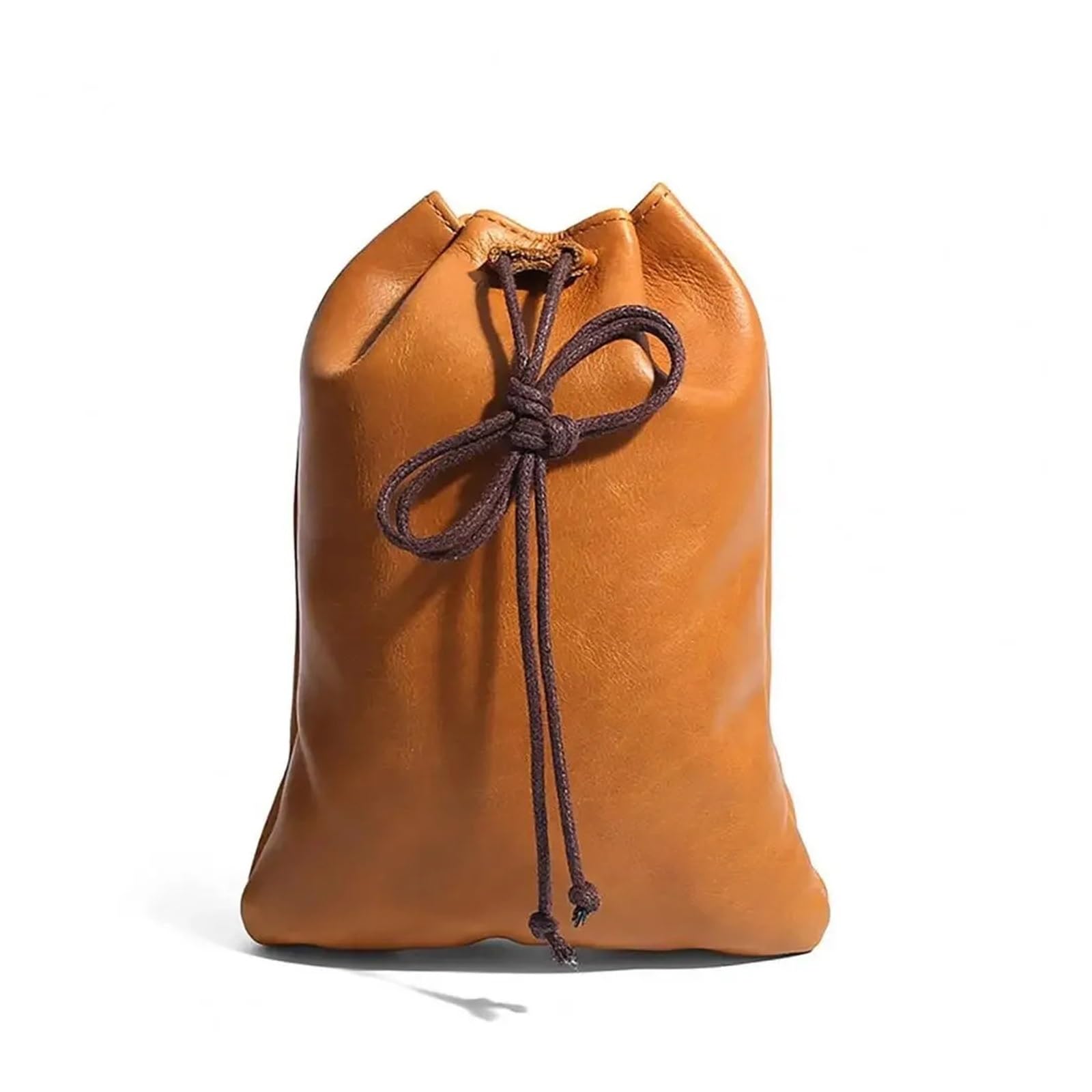Sacchetto in Pelle con Coulisse Portafoglio Portamonete Borsa portaoggetti con Coulisse in Ecopelle in Pelle | Brown L