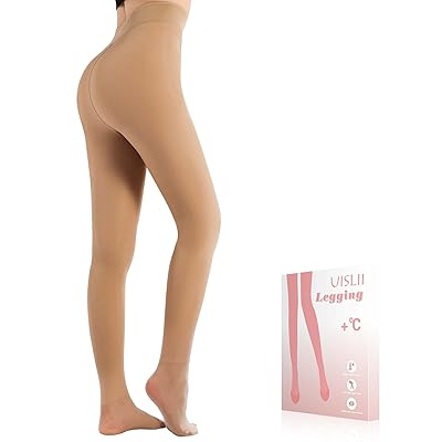 Fleece Lined Tights Women, Warm Pantyhose leggings Women,Fake Translucent Thermal Skin Colored Tights for Winter