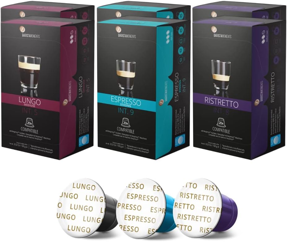Barista Moments 120ct Compatible for Nespresso I Coffee Pods I Italian Espresso, Ristretto & Lungo Coffee Pods I Compatible with Nespresso I Espresso Variety Pack
