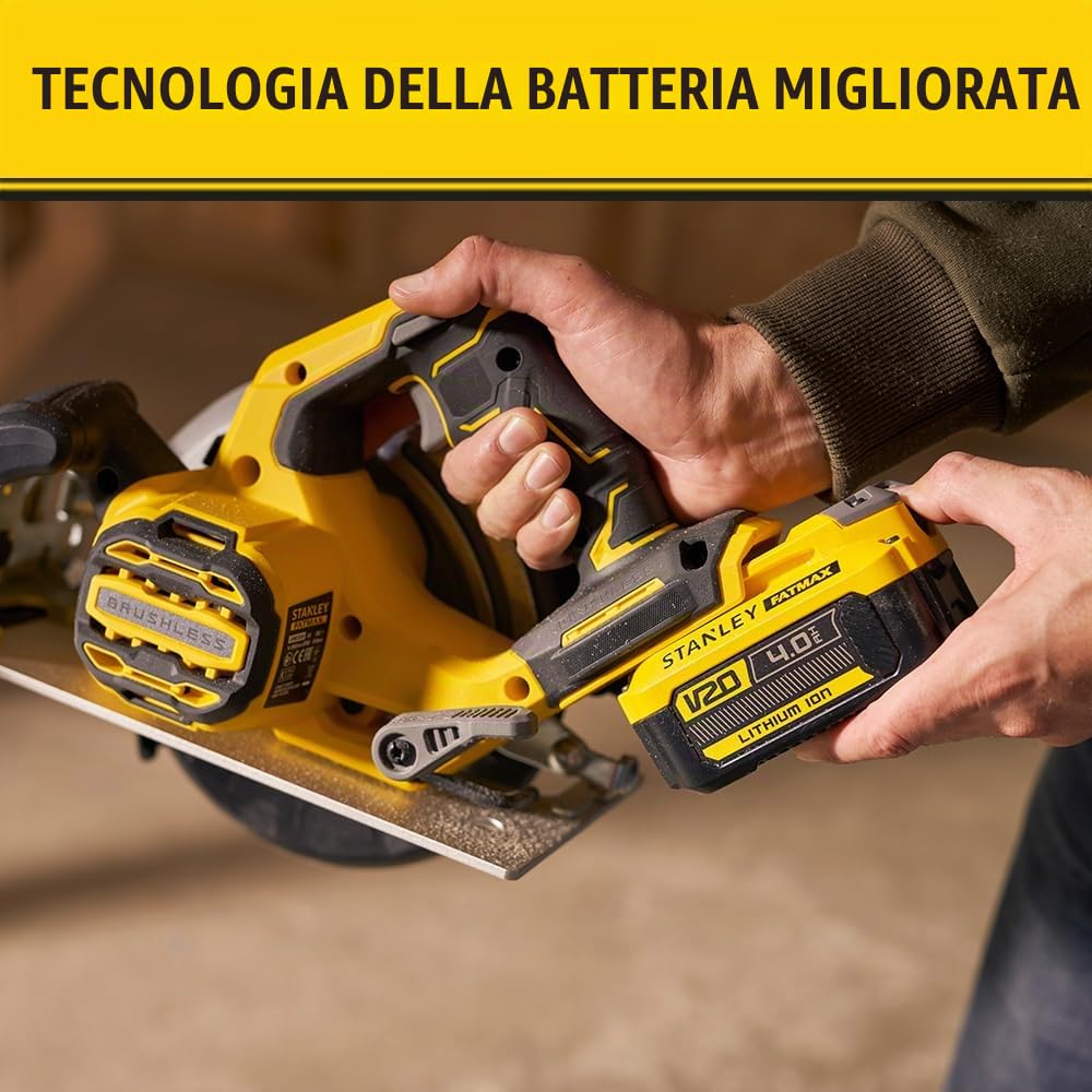 Stanley FatMax SFMCS550B-XJ - Sega Circolare V20 Brushless a Batteria 18V, Unità senza Batteria e Caricabatterie, in Scatola di Cartone