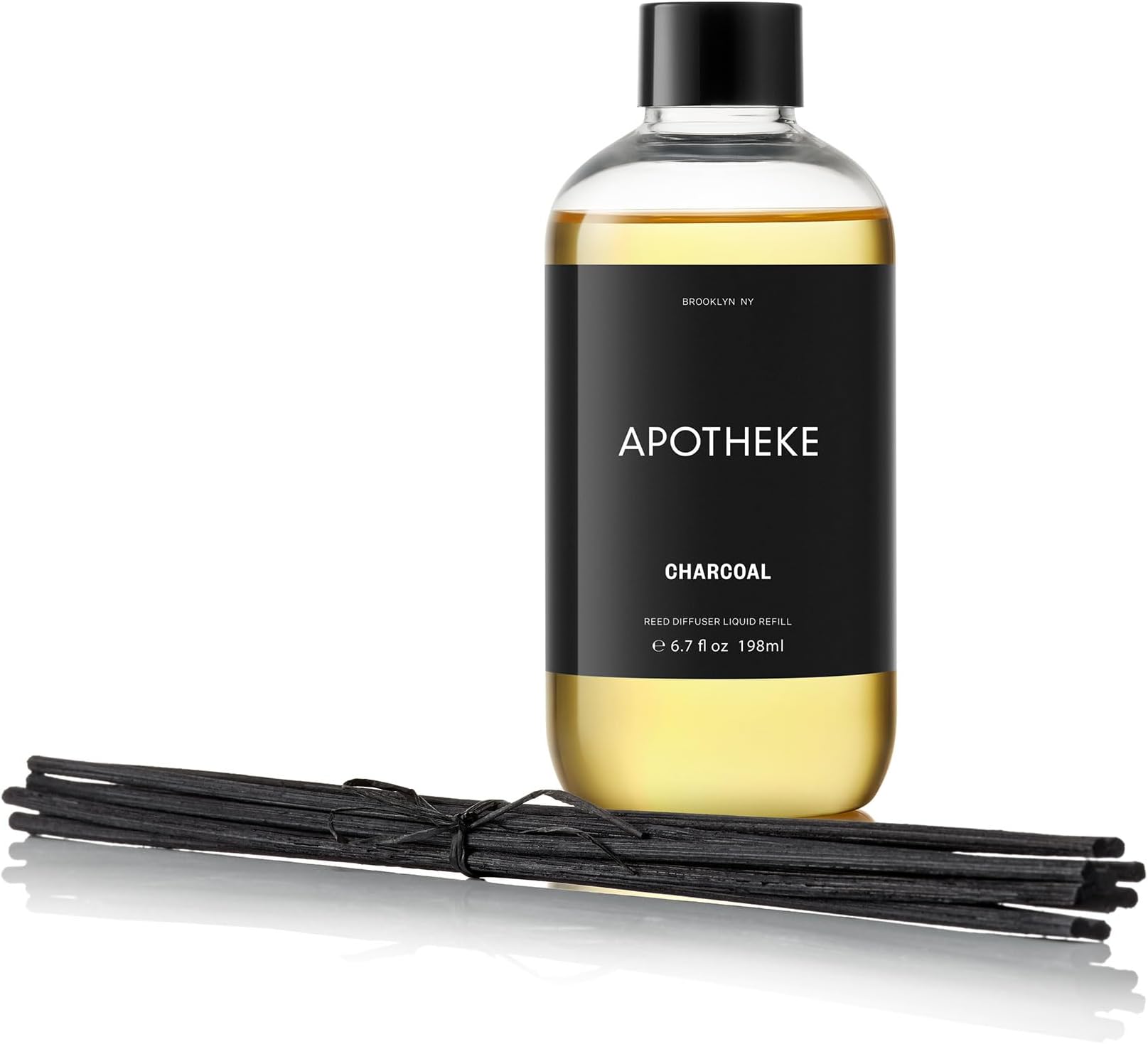 Luxury Scented Oil Reed Diffuser Liquid Refill (Charcoal) - Premium Home Fragrance Diffuser Refill Set with Sticks