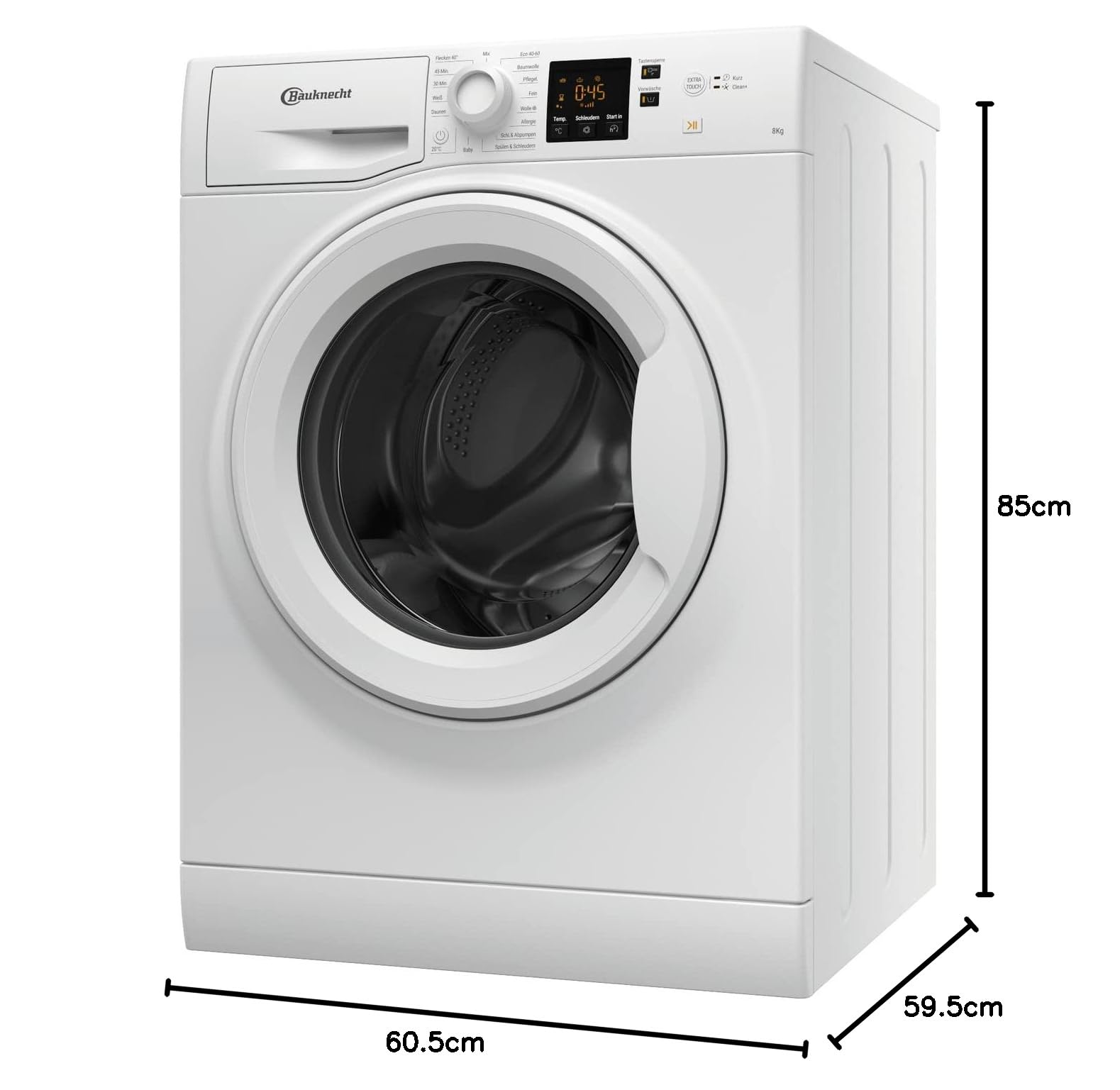 Bauknecht BPW 814 A Waschmaschine 8 kg 1400 U/min Frontlader Dampfprogramme Steam Hygiene Inverter-Motor Weiß