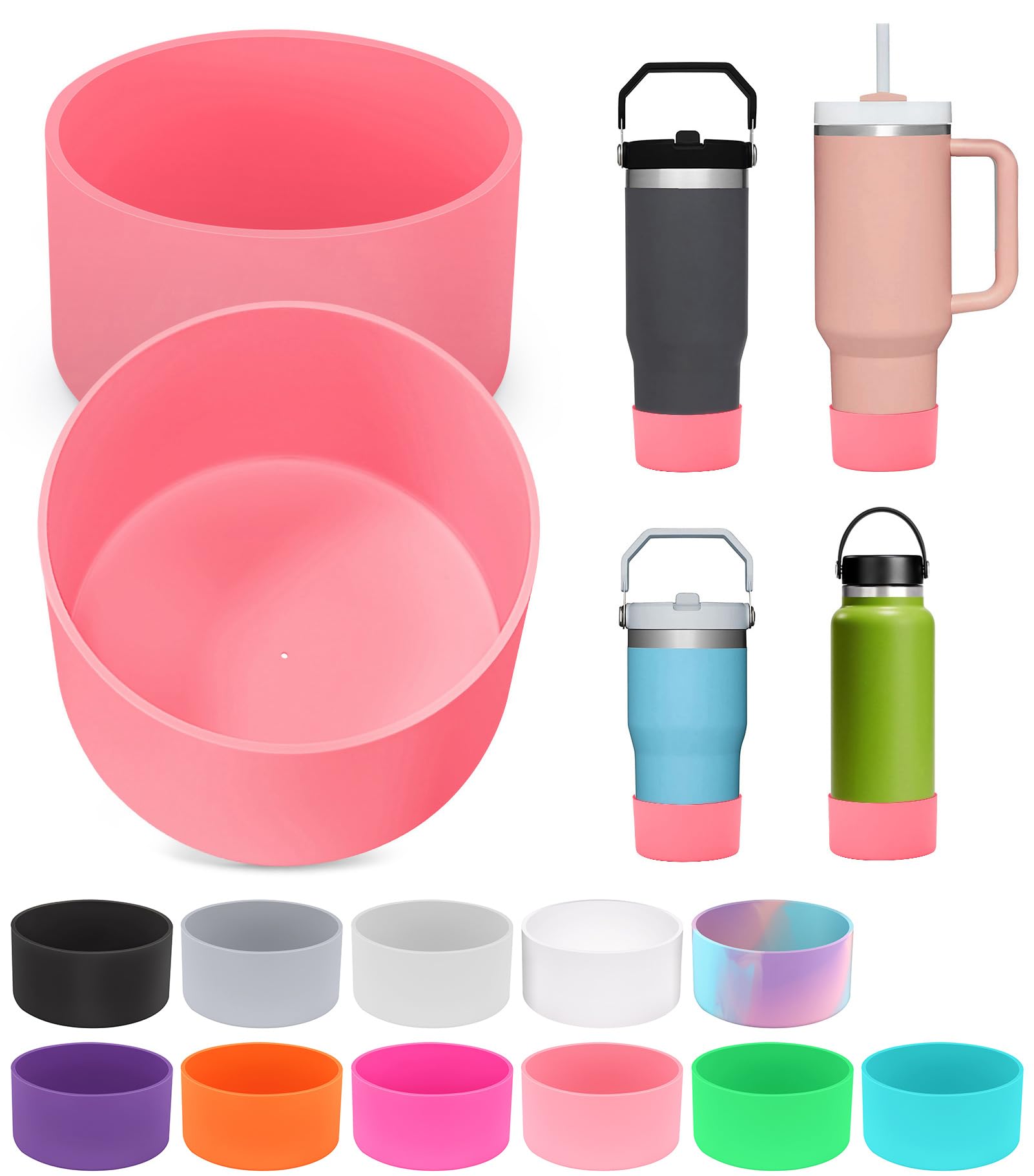 PICcircuit 2PCS for Stanley Boot, Silicone Bottom for Quencher Adventure 40oz 30oz IceFlow 20oz 30oz Bottle&for Hydroflask Tumbler 12-24oz for Stanley Cup Accessories Avoid Scratches&Noise