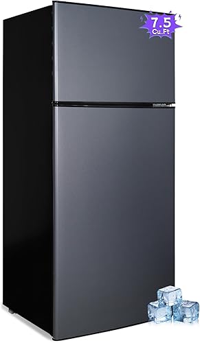 Miniatura 11 de Mini refrigerador con congelador, 3.3 pies cúbicos. Refrigerador pequeño de doble puerta con termostato ajustable de 7 niveles y congelador