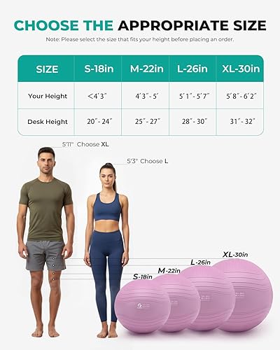 Miniatura 7 de Gruper Pelota de yoga, pelota de ejercicio extra gruesa para entrenamiento y estabilidad durante el embarazo, 4 tamaños, pelota de equilibrio