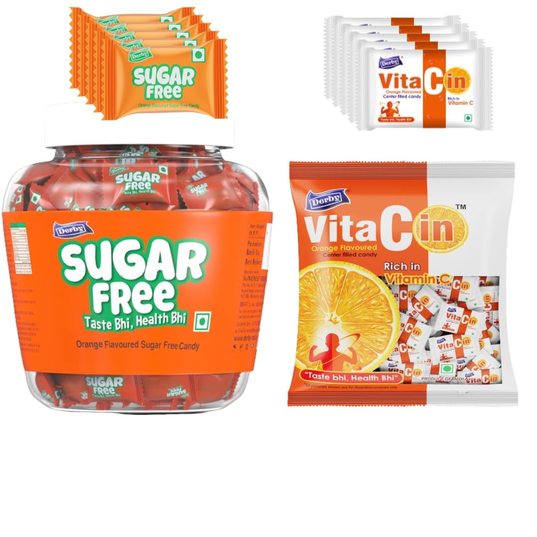 Derby Sugarfree Orange Flavored 330gram (Approx 115pcs) & VitaCin Orange Candies Poly (100pcs)/ Suitable for Men, Women and Children/Orange Flavoured Candies Enriched with Vitamin C (B09RGZSB3T) Amazon Price History, Amazon Price Tracker