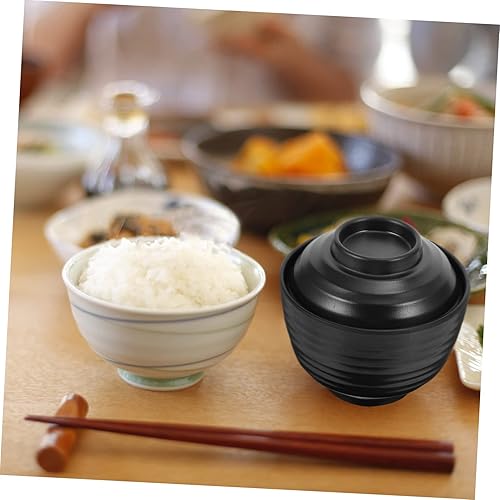 Miniatura 8 de BESTonZON Taza de sopa de miso, tazón de sopa asiática, utensilios de servir ensalada, tazón de ramen japonés, Ramequines de cerámica, cuenco de
