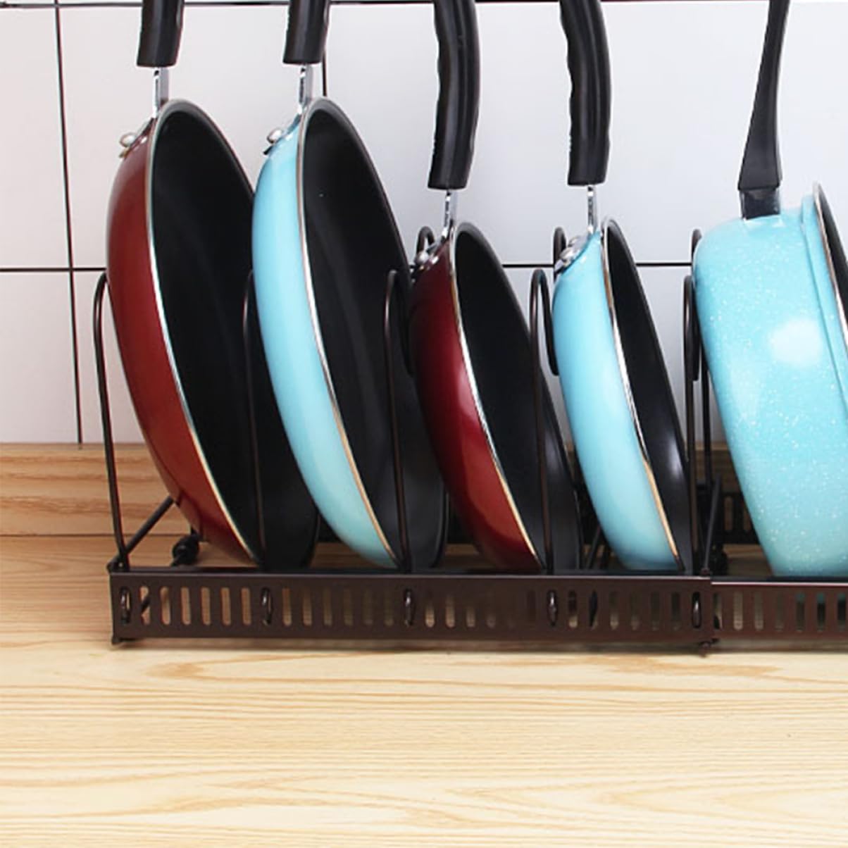 Estante expandible para ollas, almacenamiento de hierro multifuncional para ollas, sartenes y tapas, organizador de armario de cocina para soluciones de ahorro de espacio